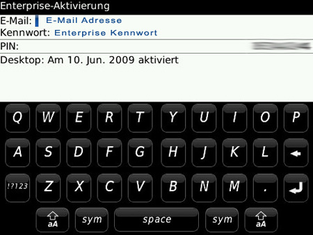 BlackBerry Enterprise aktivierung