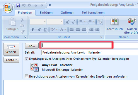 Hosted Exchange Outlook 2007 Kalender freigeben