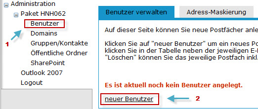 Hosted Exchange - Benutzer einrichten